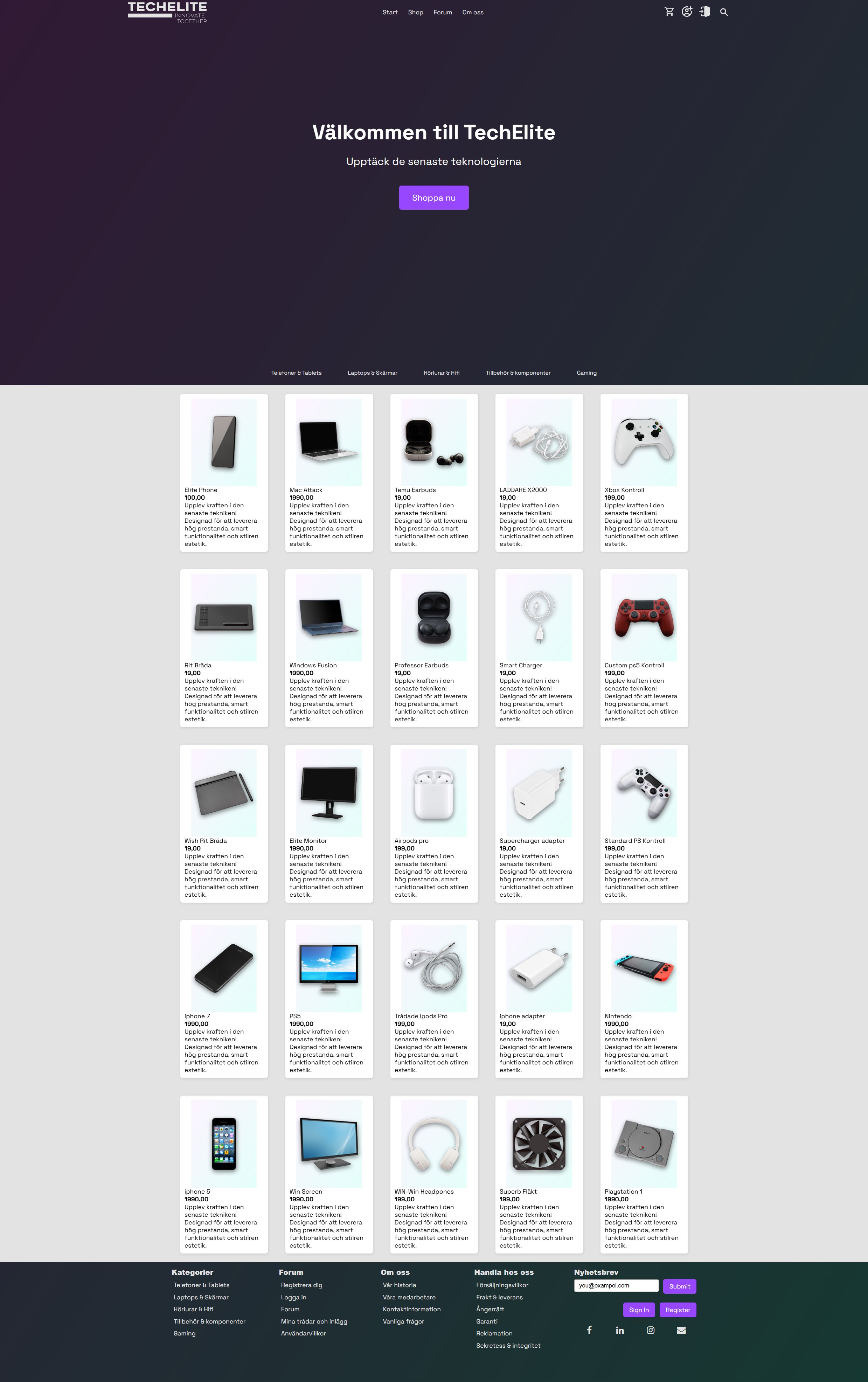 TechElite Webbshop Screenshot